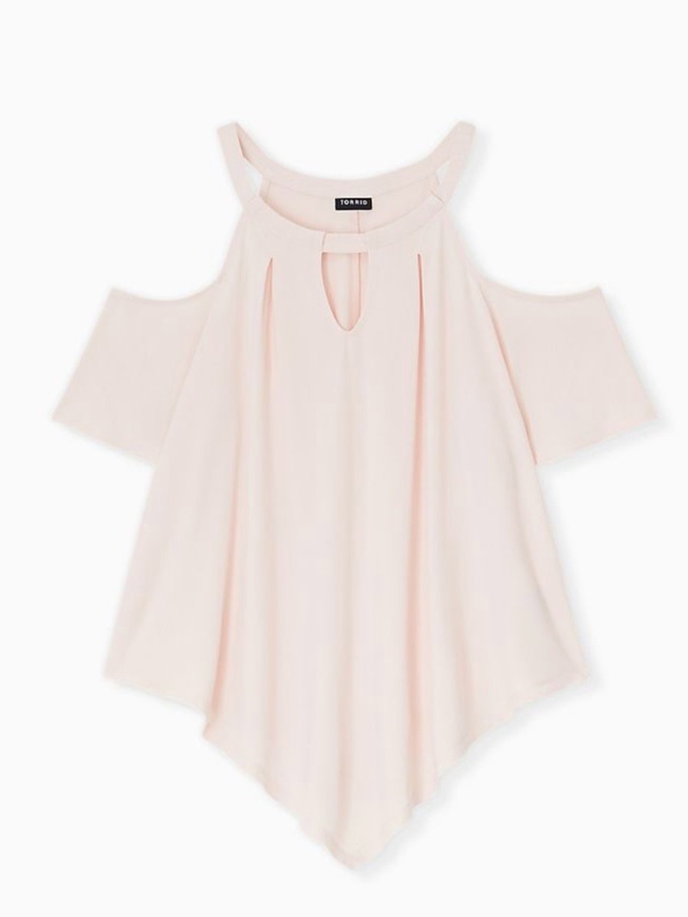 Torrid Pale Pink Cold-Shoulder Keyhole Handkerchief Hem Tank